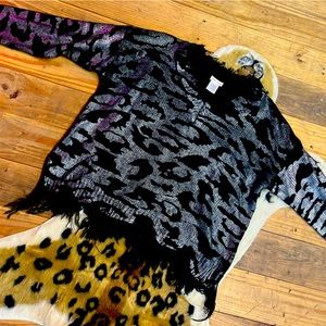 Sliver and black zebra print long sleeve sweater